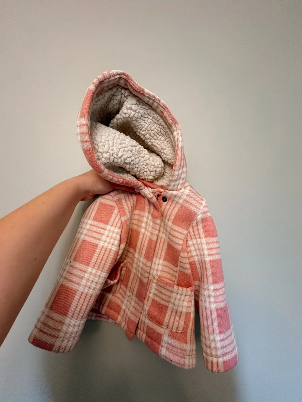 Old Navy Pink Plaid Lined Hooded Jacket